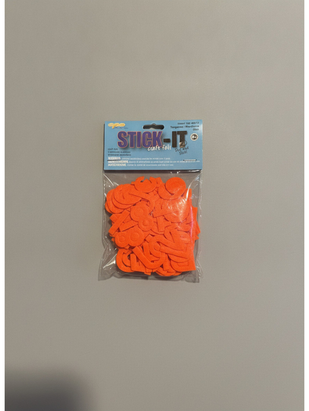Stick-It Felt 1" Letters Numbers Tangerine 80pc Sealed